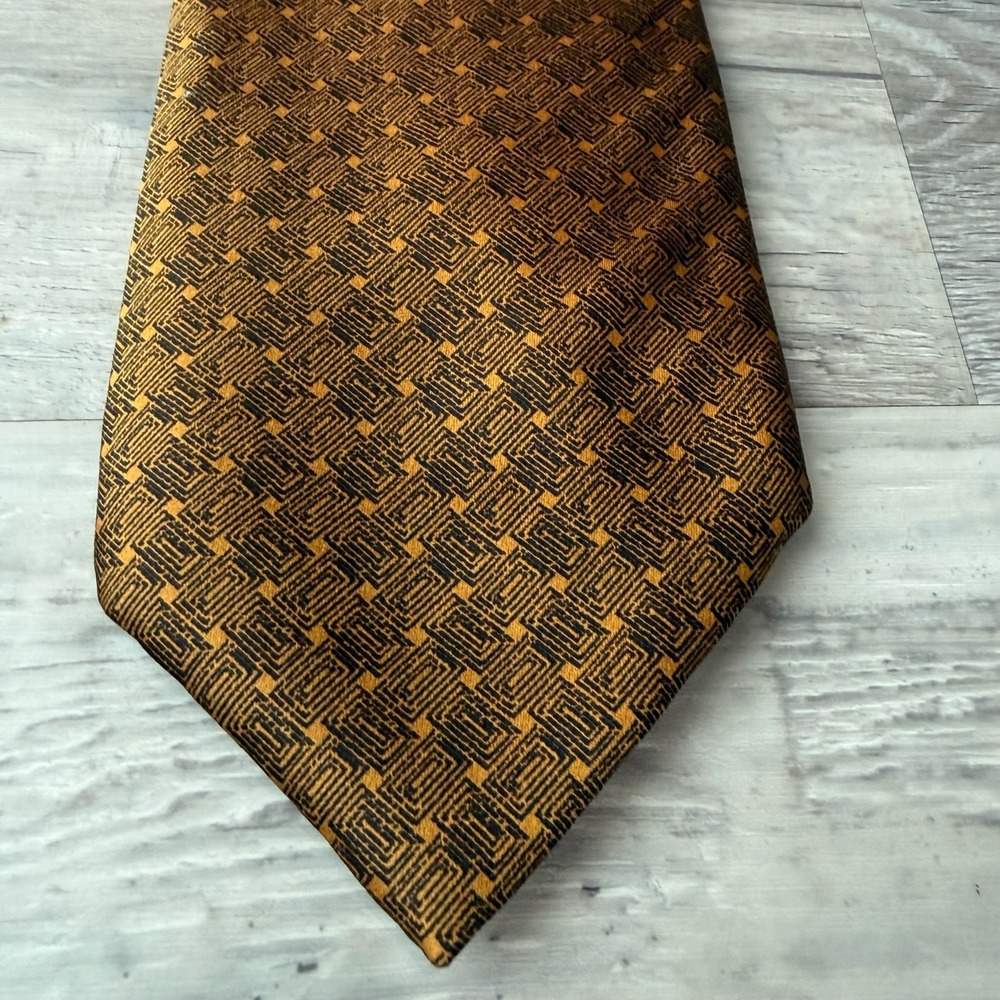 SANTOSTEFANO Men's Necktie Luxury Geometric Gold/Black Tie